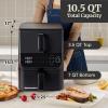 Elite Gourmet Glass Air Fryer, 2.4 Qt Compact Size for 1–2 People, PFAS-Free Ceramic & Glass Basket, Visible Cooking, Adjustable Temp 175–400°F, 1150W, Black(10.5 Quart)