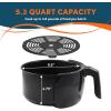 Elite Gourmet Glass Air Fryer, 2.4 Qt Compact Size for 1–2 People, PFAS-Free Ceramic & Glass Basket, Visible Cooking, Adjustable Temp 175–400°F, 1150W, Black(5.3 Quart)