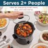 Elite Gourmet MST-350B Electric Slow Cooker, Adjustable Temp, Entrees, Sauces, Stews & Dips, Dishwasher Safe Glass Lid & Crock (3 Quart, Black)(2 Quarts)