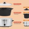 Elite Gourmet MST-350B Electric Slow Cooker, Adjustable Temp, Entrees, Sauces, Stews & Dips, Dishwasher Safe Glass Lid & Crock (3 Quart, Black)(5 Quarts)