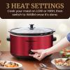 Elite Gourmet MST-900RXT Electric Ceramic XL Jumbo Slow Cooker, Adjustable Temp, Entrees, Sauces, Stews & Dips, Dishwasher Safe Glass Lid & Crock, 8.5Qt, Metallic Red