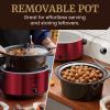 Elite Gourmet MST-900RXT Electric Ceramic XL Jumbo Slow Cooker, Adjustable Temp, Entrees, Sauces, Stews & Dips, Dishwasher Safe Glass Lid & Crock, 8.5Qt, Metallic Red