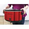 Elite Gourmet Stainless Steel Slow Cooker, Dishwasher-Safe with Tempered Glass Lid, Cool-Touch Handles, Removable Stoneware Pot, 8.5 Quart,MST-900V(Red)