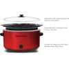 Elite Gourmet Stainless Steel Slow Cooker, Dishwasher-Safe with Tempered Glass Lid, Cool-Touch Handles, Removable Stoneware Pot, 8.5 Quart,MST-900V(Red)