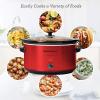 Elite Gourmet Stainless Steel Slow Cooker, Dishwasher-Safe with Tempered Glass Lid, Cool-Touch Handles, Removable Stoneware Pot, 8.5 Quart,MST-900V(Red)