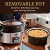 Elite Gourmet Stainless Steel Slow Cooker, Dishwasher-Safe with Tempered Glass Lid, Cool-Touch Handles, Removable Stoneware Pot, 8.5 Quart,MST-900V(Stainless Steel/Black)