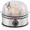 Elite Gourmet EGC-007 Rapid Egg Cooker, 7 Easy-To-Peel, Hard, Medium, Soft Boiled Eggs, Poacher, Omelet Maker, Auto Shut-Off, Alarm, 16-Recipe Booklet, White(Stainless Steel)