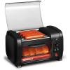 Elite Gourmet EHD-051B Hot Dog Toaster Oven, 30-Min Timer, Stainless Steel Heat Rollers Bake & Crumb Tray, World Series Baseball, 4 Bun Capacity, Black(NEW VERSION)
