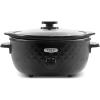 Elite Gourmet MST-350B Electric Slow Cooker, Adjustable Temp, Entrees, Sauces, Stews & Dips, Dishwasher Safe Glass Lid & Crock (3 Quart, Black)(6 Quarts)