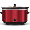 Elite Gourmet MST-900RXT Electric Ceramic XL Jumbo Slow Cooker, Adjustable Temp, Entrees, Sauces, Stews & Dips, Dishwasher Safe Glass Lid & Crock, 8.5Qt, Metallic Red
