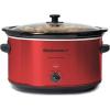 Elite Gourmet Stainless Steel Slow Cooker, Dishwasher-Safe with Tempered Glass Lid, Cool-Touch Handles, Removable Stoneware Pot, 8.5 Quart,MST-900V(Red)