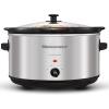 Elite Gourmet Stainless Steel Slow Cooker, Dishwasher-Safe with Tempered Glass Lid, Cool-Touch Handles, Removable Stoneware Pot, 8.5 Quart,MST-900V(Stainless Steel)