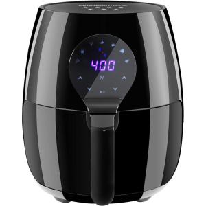 Elite Gourmet Glass Air Fryer, 2.4 Qt Compact Size for 1–2 People, PFAS-Free Ceramic & Glass Basket, Visible Cooking, Adjustable Temp 175–400°F, 1150W, Black(5.3 Quart)