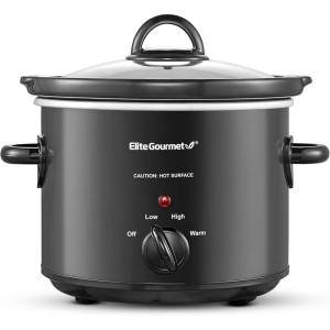 Elite Gourmet MST-350B Electric Slow Cooker, Adjustable Temp, Entrees, Sauces, Stews & Dips, Dishwasher Safe Glass Lid & Crock (3 Quart, Black)(3 Quarts)