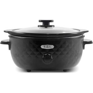 Elite Gourmet MST-350B Electric Slow Cooker, Adjustable Temp, Entrees, Sauces, Stews & Dips, Dishwasher Safe Glass Lid & Crock (3 Quart, Black)(6 Quarts)