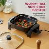 Elite Gourmet 15″ x 12″ x 3″ Stow-Away Foldable Electric Skillet, Ceralast™ PFAS Free Ceramic, 1500W Rapid Heat, Dishwasher Safe Pan & Lid, Black/Grey(12″ x 12″ (7.5 Qt))