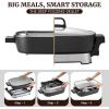 Elite Gourmet 15″ x 12″ x 3″ Stow-Away Foldable Electric Skillet, Ceralast™ PFAS Free Ceramic, 1500W Rapid Heat, Dishwasher Safe Pan & Lid, Black/Grey(15″ x 12″ (10 Qt))