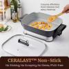 Elite Gourmet 15″ x 12″ x 3″ Stow-Away Foldable Electric Skillet, Ceralast™ PFAS Free Ceramic, 1500W Rapid Heat, Dishwasher Safe Pan & Lid, Black/Grey(15″ x 12″ (10 Qt))