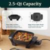 Elite Gourmet 15″ x 12″ x 3″ Stow-Away Foldable Electric Skillet, Ceralast™ PFAS Free Ceramic, 1500W Rapid Heat, Dishwasher Safe Pan & Lid, Black/Grey(8″ x 8″ (2.5 Qt))
