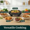 Elite Gourmet 15″ x 12″ x 3″ Stow-Away Foldable Electric Skillet, Ceralast™ PFAS Free Ceramic, 1500W Rapid Heat, Dishwasher Safe Pan & Lid, Black/Grey(8″ x 8″ (2.5 Qt))