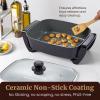 Elite Gourmet EG6203 Extra Deep 16″x13″x3.2″ (10.5Qt.) Scratch Resistant, Easy Pour Spout, Dishwasher Safe, Non-stick Electric Skillet with Vented Glass Lid, Adjustable Temperature, Black(12.5Qt)