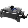 Elite Gourmet 15″ x 12″ x 3″ Stow-Away Foldable Electric Skillet, Ceralast™ PFAS Free Ceramic, 1500W Rapid Heat, Dishwasher Safe Pan & Lid, Black/Grey(12″ x 12″ (7.5 Qt))
