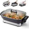 Elite Gourmet 15″ x 12″ x 3″ Stow-Away Foldable Electric Skillet, Ceralast™ PFAS Free Ceramic, 1500W Rapid Heat, Dishwasher Safe Pan & Lid, Black/Grey(15″ x 12″ (10 Qt))
