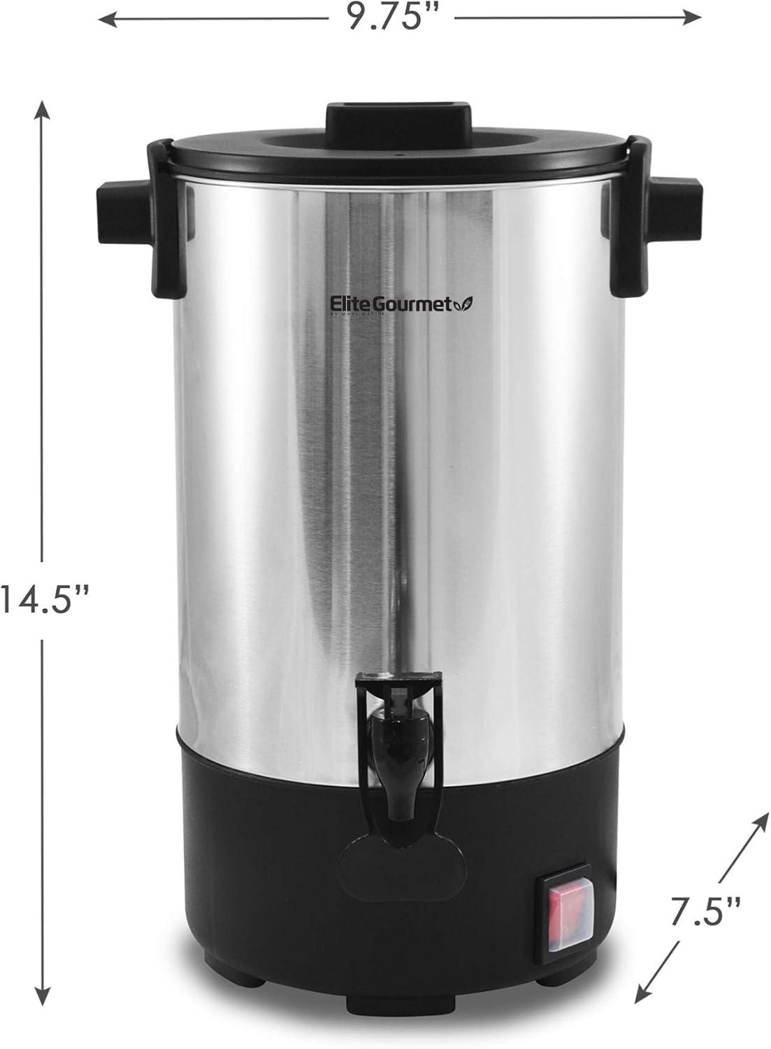 image:imageElite Gourmet CCM035 MaxiMatic 30 Cup Stainless Steel Coffee Urn Removable Filter For Easy Cleanup Two Way Dispenser with CoolTouch Handles Electric Coffee Maker Urn Stainless Steel30 Cup