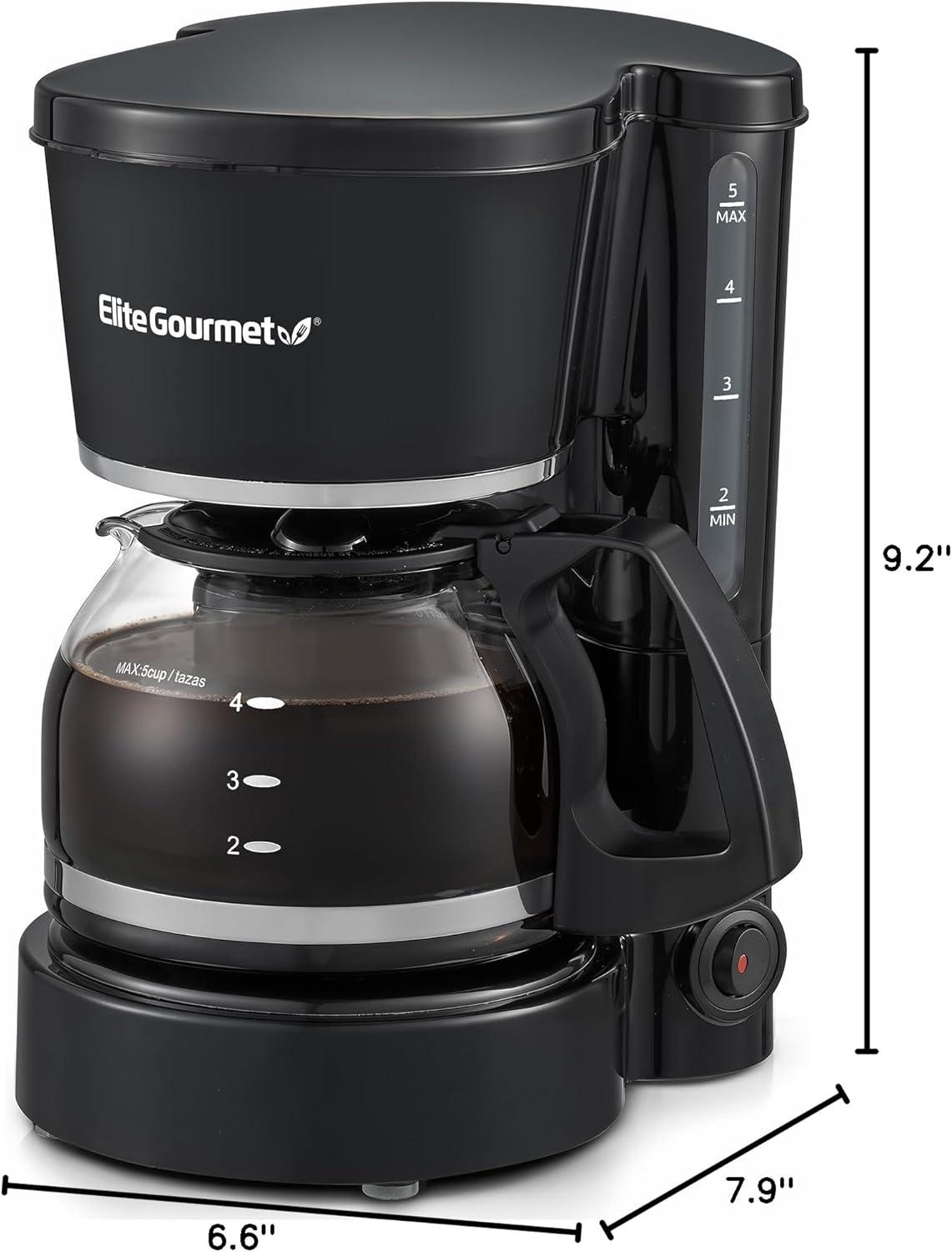 image:imageElite Gourmet EHC5055 Automatic Brew amp Drip Coffee Maker with Pause N Serve Reusable Filter OnOff Switch Water Level Indicator Black5 Cups
