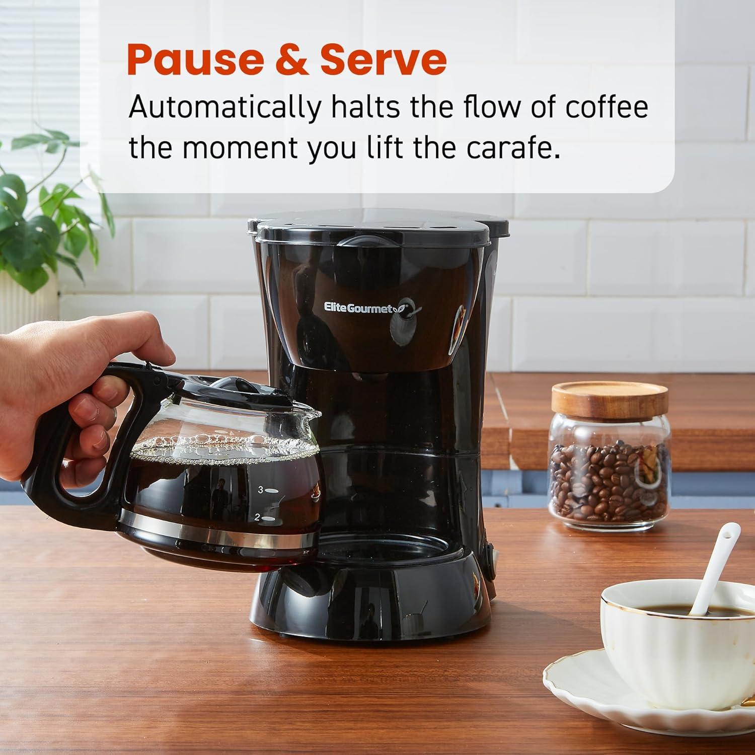 image:imageElite Gourmet EHC9420 Automatic 5Cup Brew amp Drip Coffee Maker with Pause N Serve Reusable Filter OnOff Switch Water Level IndicatorBlack
