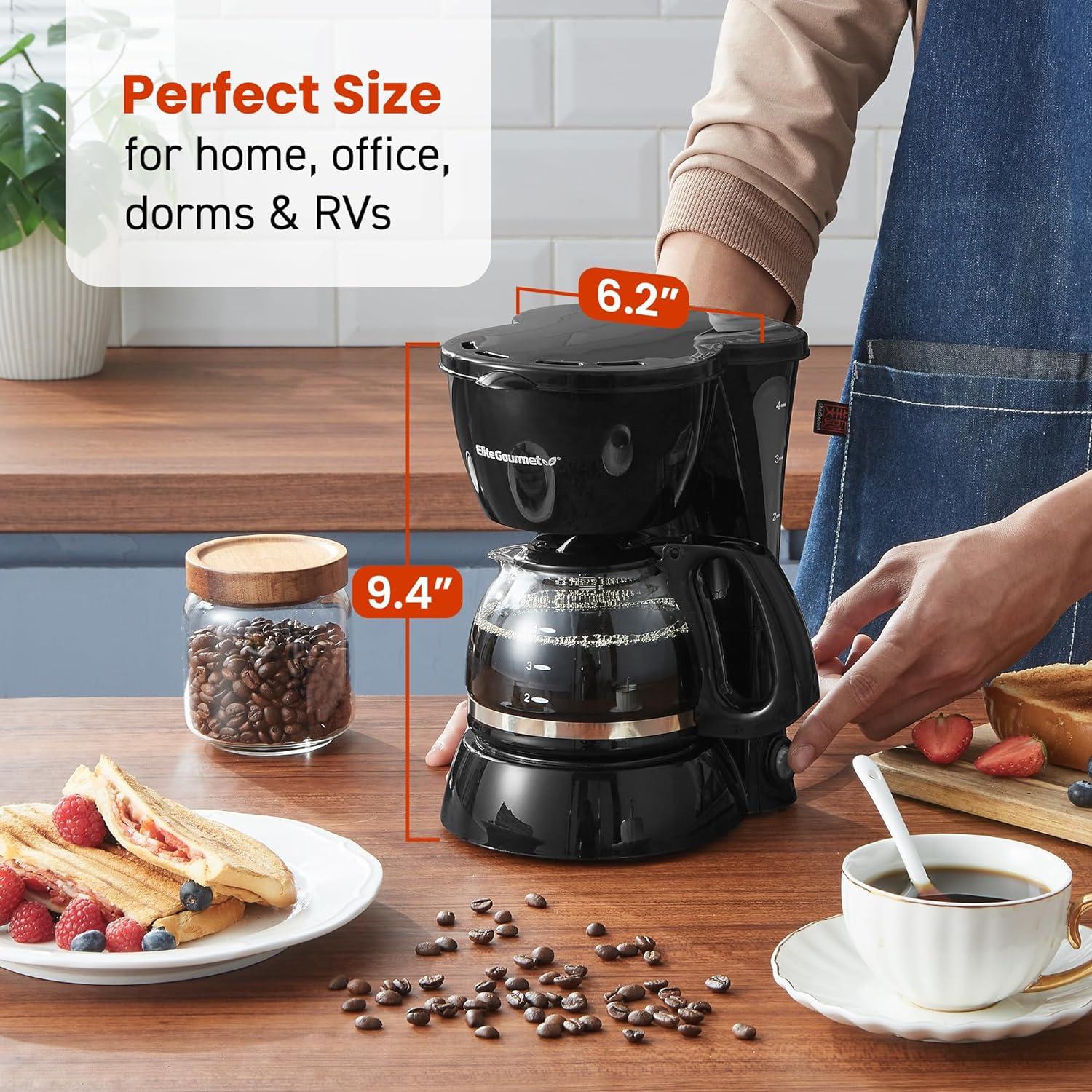 image:imageElite Gourmet EHC9420 Automatic 5Cup Brew amp Drip Coffee Maker with Pause N Serve Reusable Filter OnOff Switch Water Level IndicatorBlack