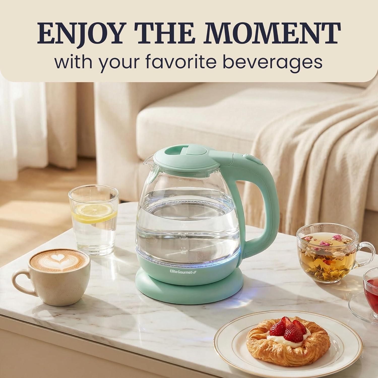 image:imageElite Gourmet EKT1821 18L Double Wall Insulated CoolTouch 1500W Kettle wStainless Steel Interior amp Lid 360 Swivel Base for Cord Free Serving Power On Lever Auto ShutOff Boil Dry Black11 Quarts