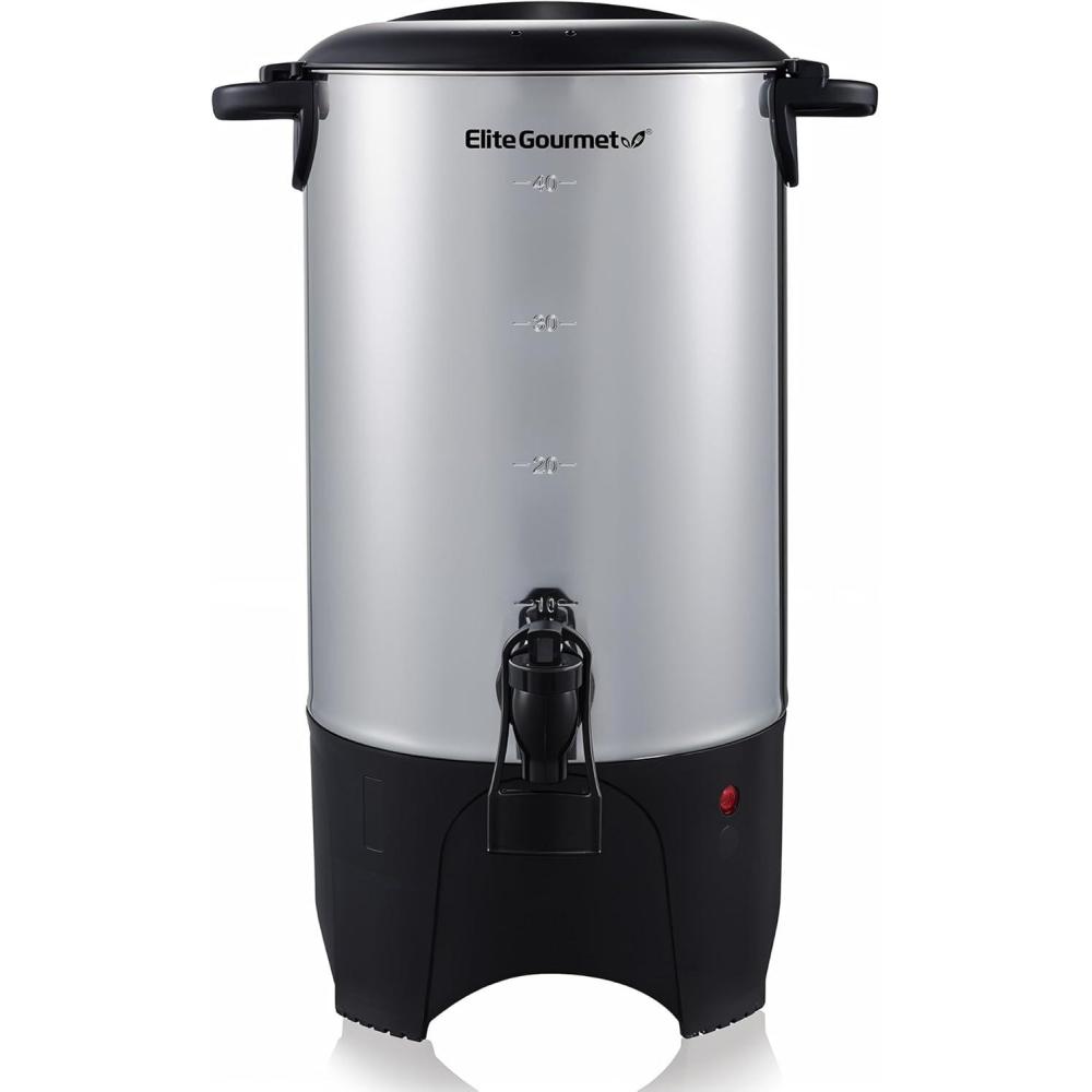 image:imageElite Gourmet CCM040 Stainless Steel 40 Cup Coffee Urn Removable Filter For Easy Cleanup Two Way Dispenser with CoolTouch Handles Electric Coffee Maker Urn Stainless Steel40 Cup