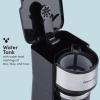 Elite Gourmet EHC112 Personal Single-Serve Compact Coffee Maker Brewer Includes 14Oz. Thermal Travel Mug with Stainless Steel Interior, Compatible with Coffee Grounds, Reusable Filter, Black(Stainless Steel)