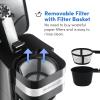 Elite Gourmet EHC112 Personal Single-Serve Compact Coffee Maker Brewer Includes 14Oz. Thermal Travel Mug with Stainless Steel Interior, Compatible with Coffee Grounds, Reusable Filter, Black(Black)