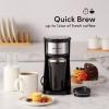 Elite Gourmet EHC-112B Personal Single-Serve Compact Coffee Maker Brewer Includes 14Oz. Thermal Travel Mug with Stainless Steel Interior, Compatible with Coffee Grounds, Reusable Filter, Black(Stainless Steel)