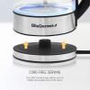 Elite Gourmet EKT-1271 Ultimate 1.7 Liter Electric Kettle – Stainless Steel Design & Cordless 360° Base, Stylish Blue LED Interior, Handy Auto Shut-Off Function – Quickly Boil Water For Tea & More(Glass)