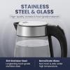 Elite Gourmet EKT-1271 Ultimate 1.7 Liter Electric Kettle – Stainless Steel Design & Cordless 360° Base, Stylish Blue LED Interior, Handy Auto Shut-Off Function – Quickly Boil Water For Tea & More(Stainless Steel/Glass)