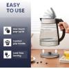 Elite Gourmet EKT-1271 Ultimate 1.7 Liter Electric Kettle – Stainless Steel Design & Cordless 360° Base, Stylish Blue LED Interior, Handy Auto Shut-Off Function – Quickly Boil Water For Tea & More(Stainless Steel/Glass)