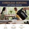 Elite Gourmet EKT-1271 Ultimate 1.7 Liter Electric Kettle – Stainless Steel Design & Cordless 360° Base, Stylish Blue LED Interior, Handy Auto Shut-Off Function – Quickly Boil Water For Tea & More(Black)