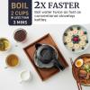 Elite Gourmet EKT-1271 Ultimate 1.7 Liter Electric Kettle – Stainless Steel Design & Cordless 360° Base, Stylish Blue LED Interior, Handy Auto Shut-Off Function – Quickly Boil Water For Tea & More(Black)