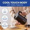 Elite Gourmet EKT1821 1.8L Double Wall Insulated, Cool-Touch 1500W Kettle w/Stainless Steel Interior & Lid, 360° Swivel Base for Cord Free Serving, Power On Lever, Auto Shut-Off, Boil Dry, Black(1.8 Quarts)
