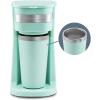 Elite Gourmet EHC112 Personal Single-Serve Compact Coffee Maker Brewer Includes 14Oz. Thermal Travel Mug with Stainless Steel Interior, Compatible with Coffee Grounds, Reusable Filter, Black(Mint)
