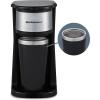 Elite Gourmet EHC112 Personal Single-Serve Compact Coffee Maker Brewer Includes 14Oz. Thermal Travel Mug with Stainless Steel Interior, Compatible with Coffee Grounds, Reusable Filter, Black(Stainless Steel)
