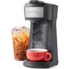 Elite Gourmet EHC114 Personal Single-Serve Compact Coffee Maker Brewer Includes 14Oz. Thermal Travel Mug with Stainless Steel Interior, Compatible with Coffee Grounds, Reusable Filter, Black(Black)