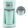 Elite Gourmet EHC114 Personal Single-Serve Compact Coffee Maker Brewer Includes 14Oz. Thermal Travel Mug with Stainless Steel Interior, Compatible with Coffee Grounds, Reusable Filter, Black(Mint)