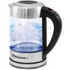 Elite Gourmet EKT-1271 Ultimate 1.7 Liter Electric Kettle – Stainless Steel Design & Cordless 360° Base, Stylish Blue LED Interior, Handy Auto Shut-Off Function – Quickly Boil Water For Tea & More(Glass)