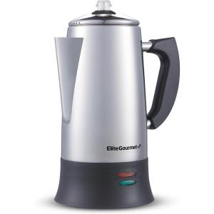 Elite Gourmet EC923 Electric Coffee Percolator, BPA Free, Keep Warm, Clear Brew Progress Knob, Cool-Touch Handle, Cordless Serve, 12-Cup, Stainless Steel(96-ounce/12 Cup)