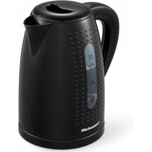 Elite Gourmet EKT-1271 Ultimate 1.7 Liter Electric Kettle – Stainless Steel Design & Cordless 360° Base, Stylish Blue LED Interior, Handy Auto Shut-Off Function – Quickly Boil Water For Tea & More(Black)