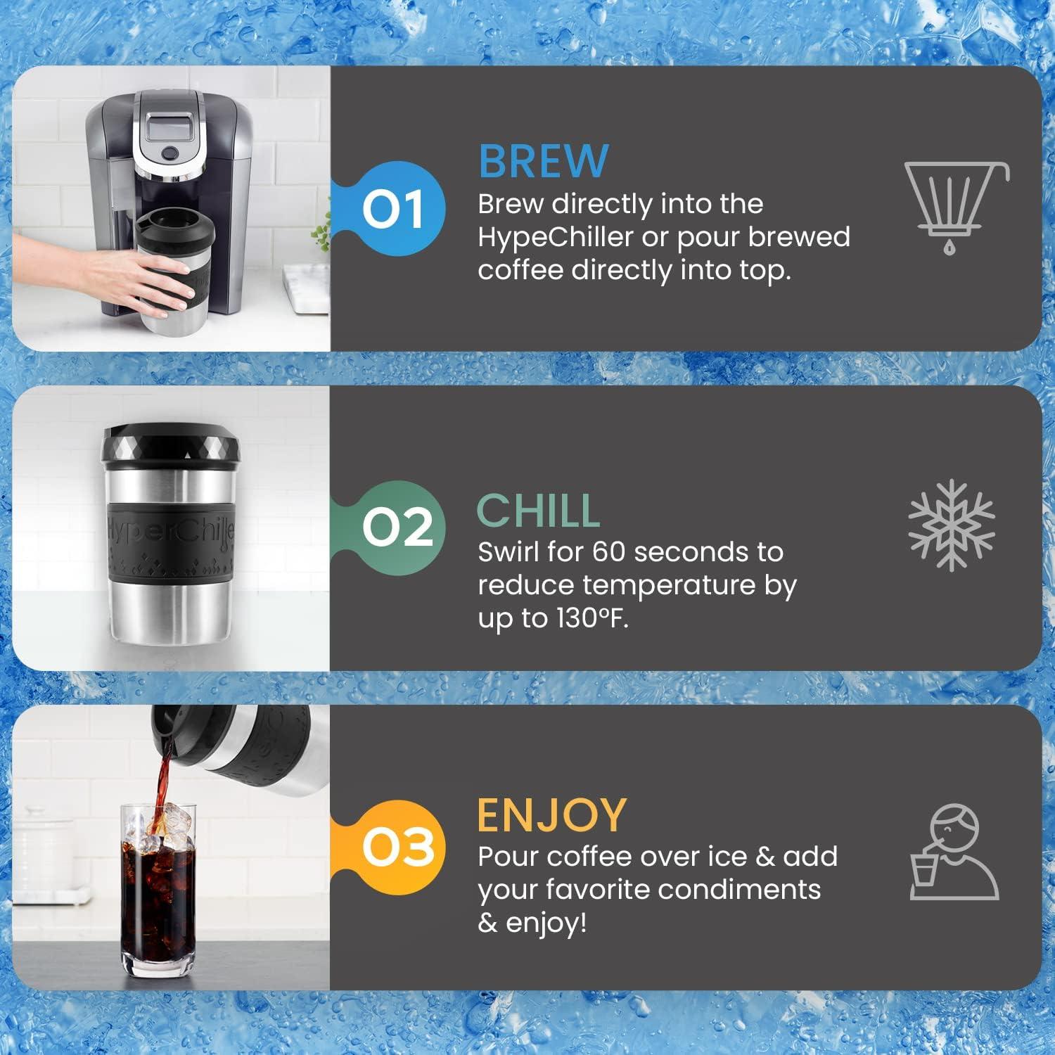 image:imageHyperChiller HC2BG Patented Iced CoffeeBeverage Cooler NEW IMPROVEDSTRONGER AND MORE DURABLE Ready in One Minute Reusable for Iced Tea Wine Spirits Alcohol Juice 125 Oz Slate BlueStainless Steel